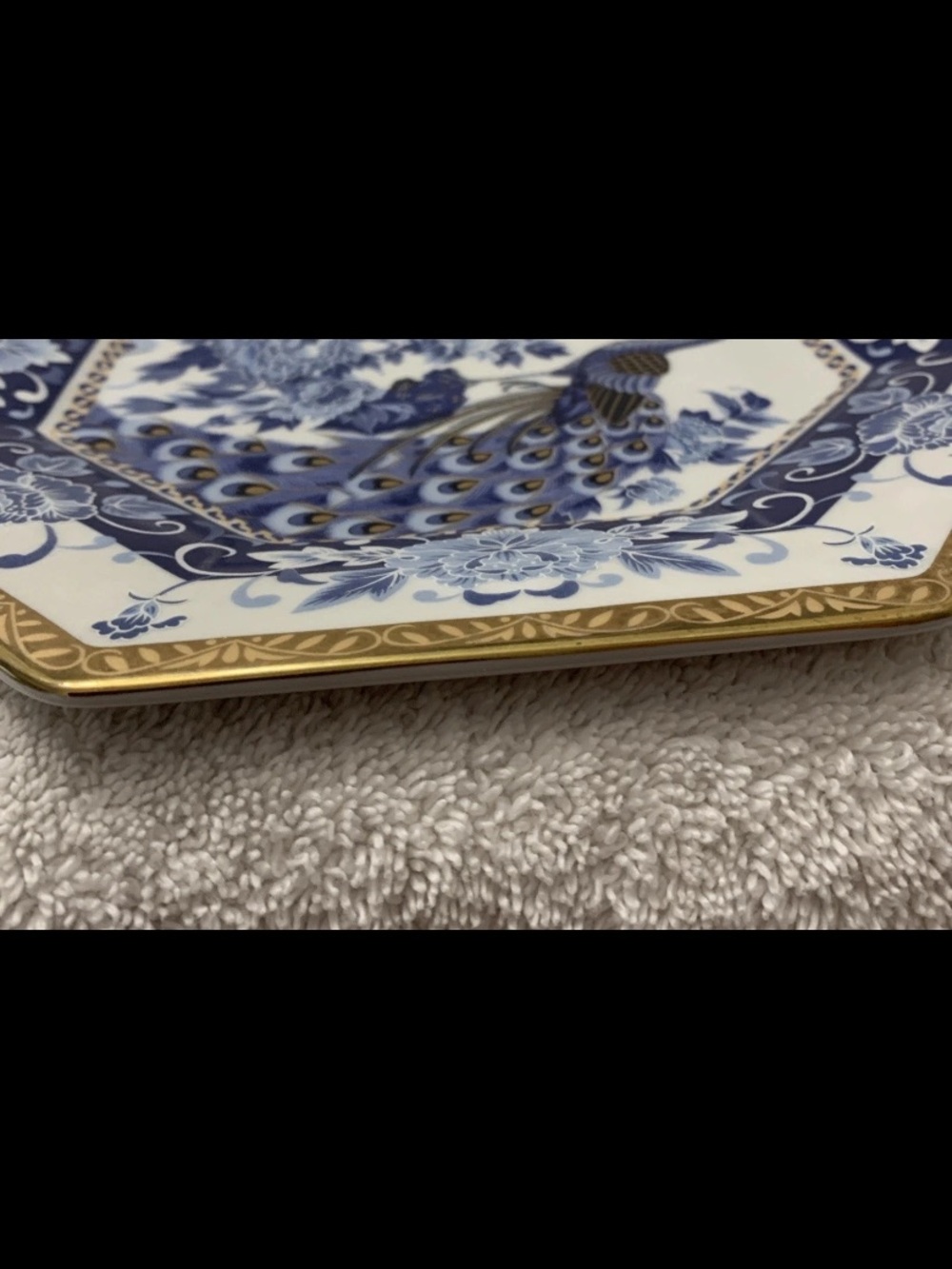 ππ§βπHeritage Mint Japan Peacock Plate Blue Wht Gold Octagon Chinoiserie Vintage - Picture 11 of 12